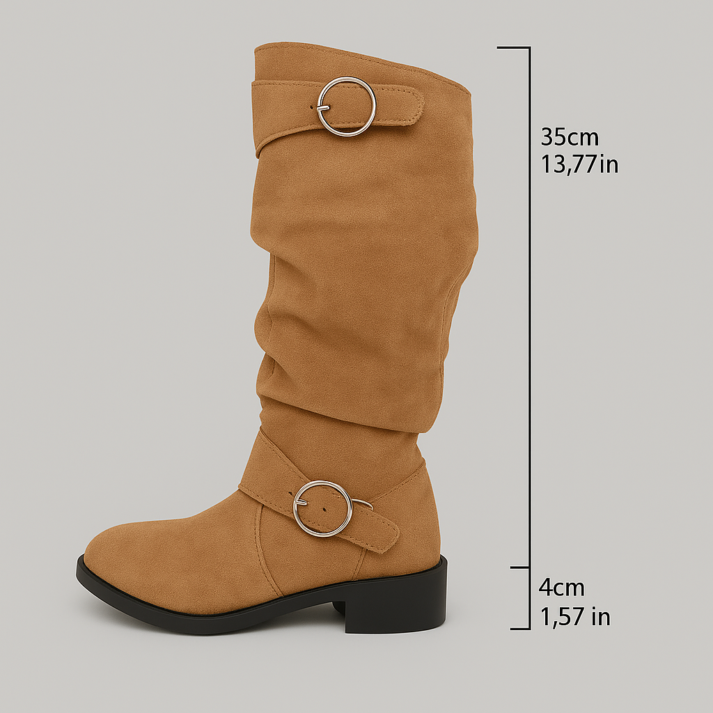 Knee-High Suede Buckle Boot (Marvelle)