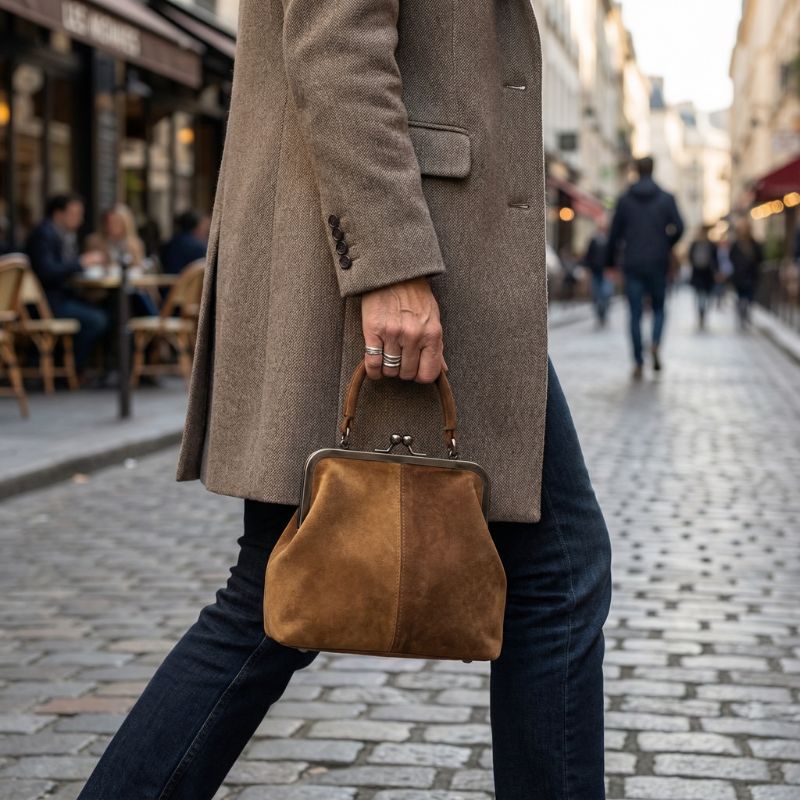 Veda – Handtasche aus strukturiertem pflanzlich gegerbtem Leder