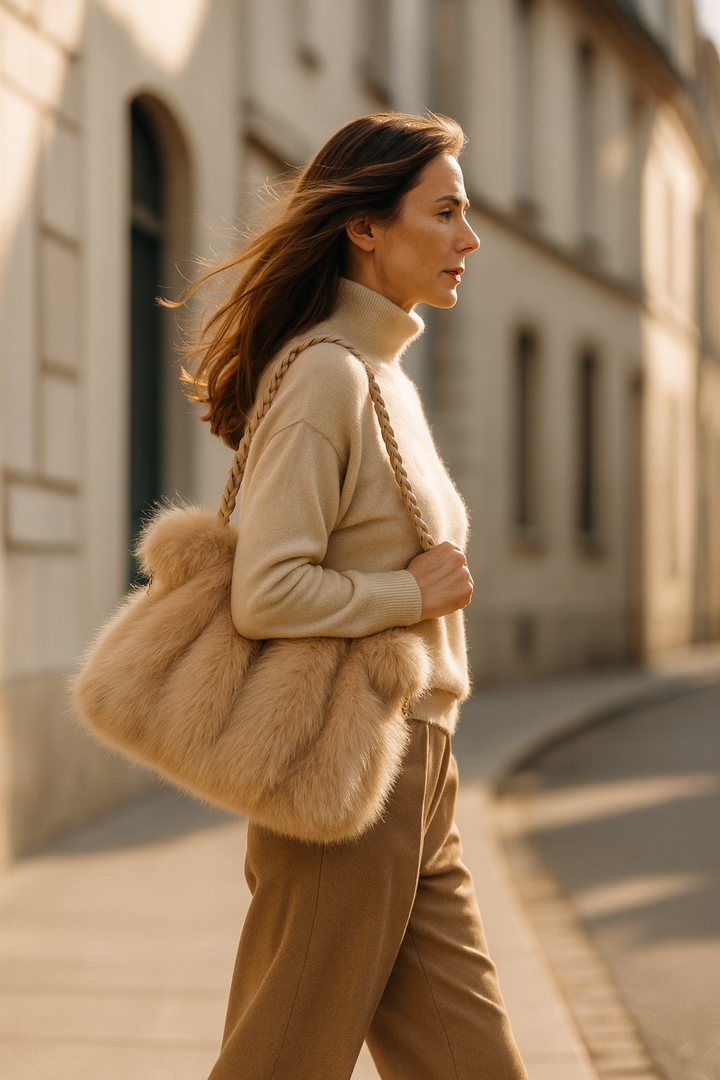 Vielseitige Schultertasche aus Plüschsamt (Mandy)