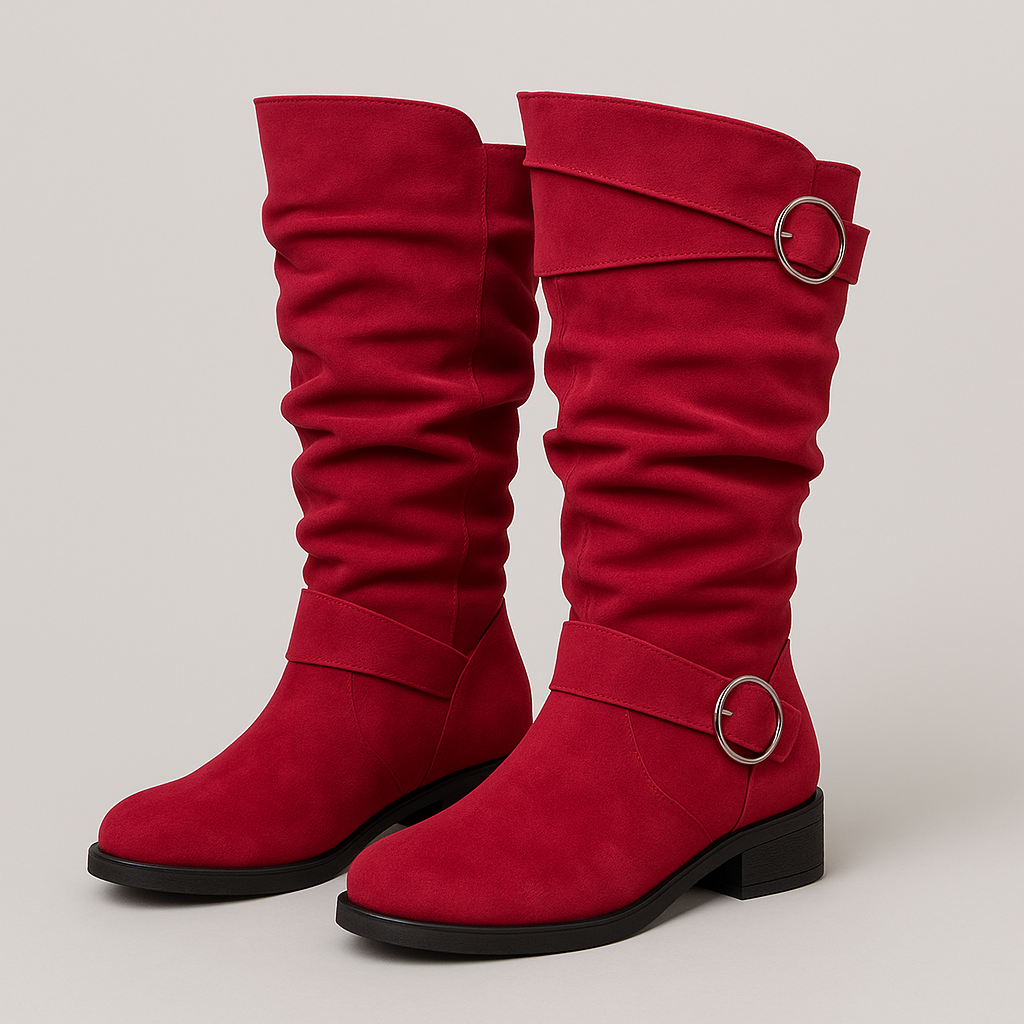 Knee-High Suede Buckle Boot (Marvelle)