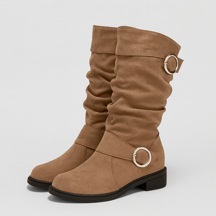 Knee-High Suede Buckle Boot (Marvelle)