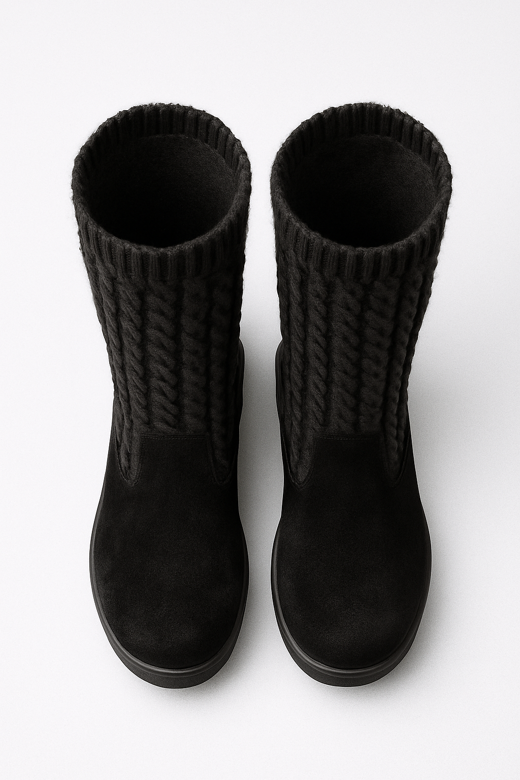 Kniehohe, bequeme Strickstiefel mit Keilabsatz (Elvira)