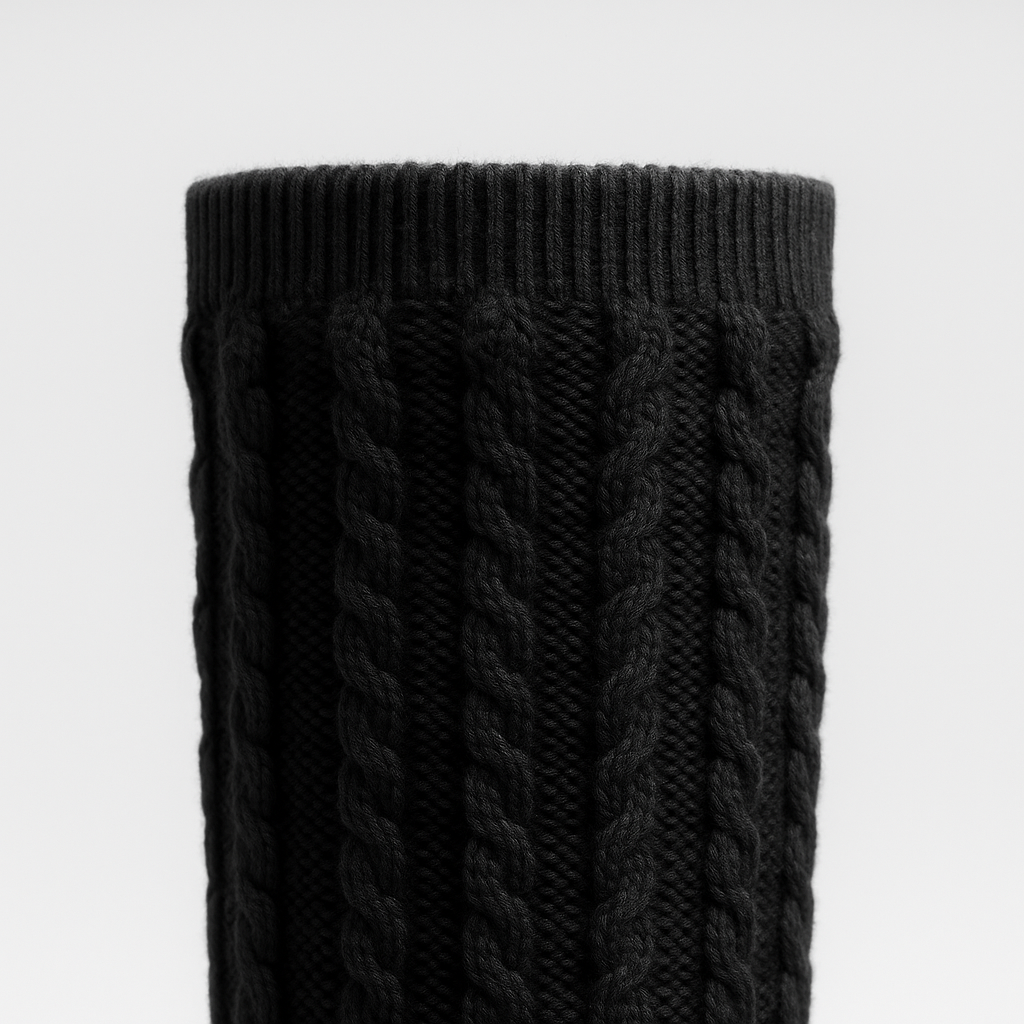 Kniehohe, bequeme Strickstiefel mit Keilabsatz (Elvira)