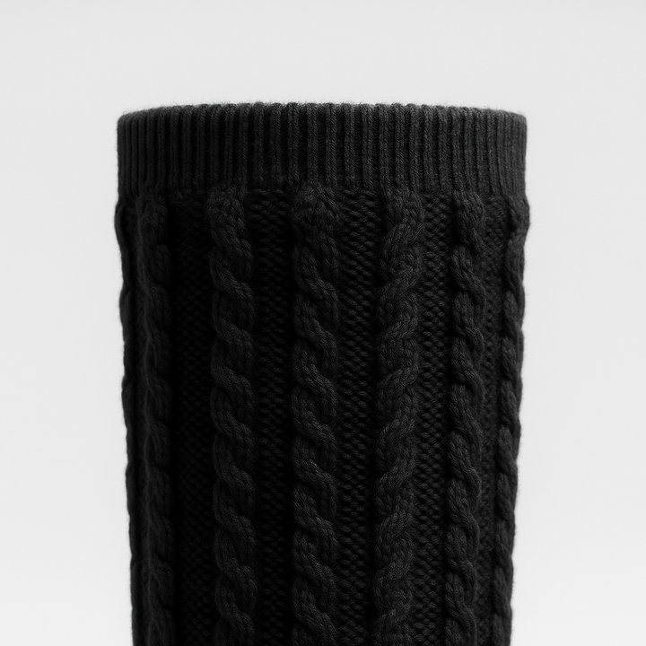 Kniehohe, bequeme Strickstiefel mit Keilabsatz (Elvira)