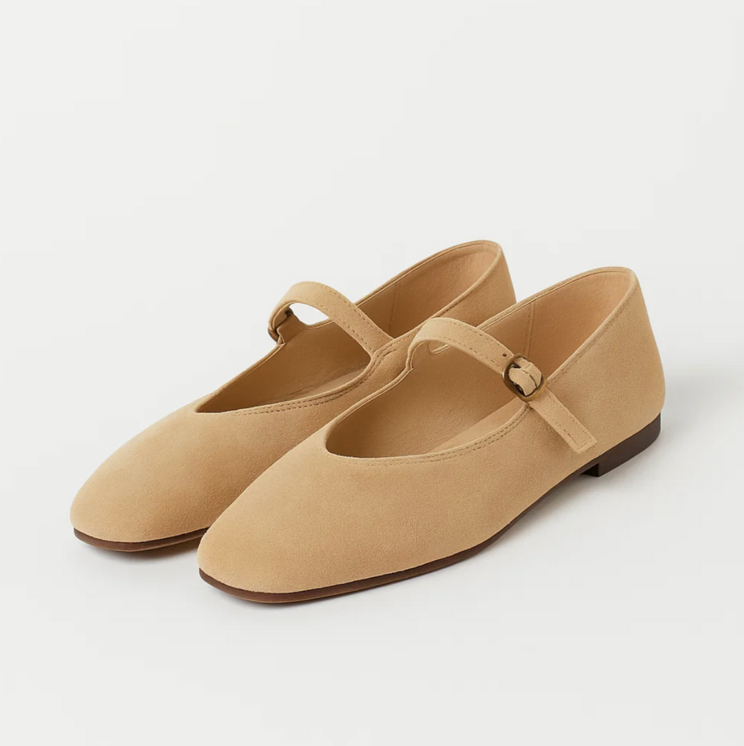 Suede Mary Jane Flats (Helena)