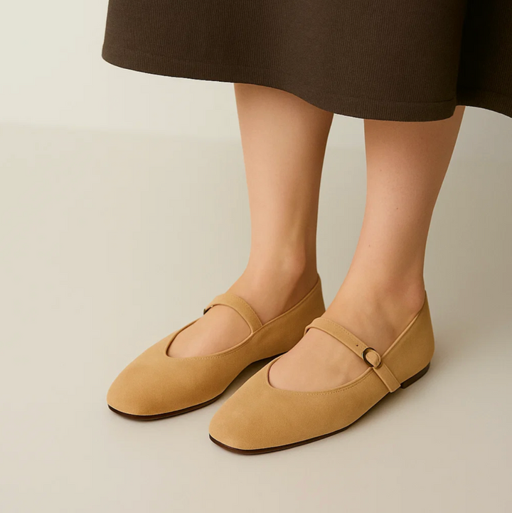 Suede Mary Jane Flats (Helena)