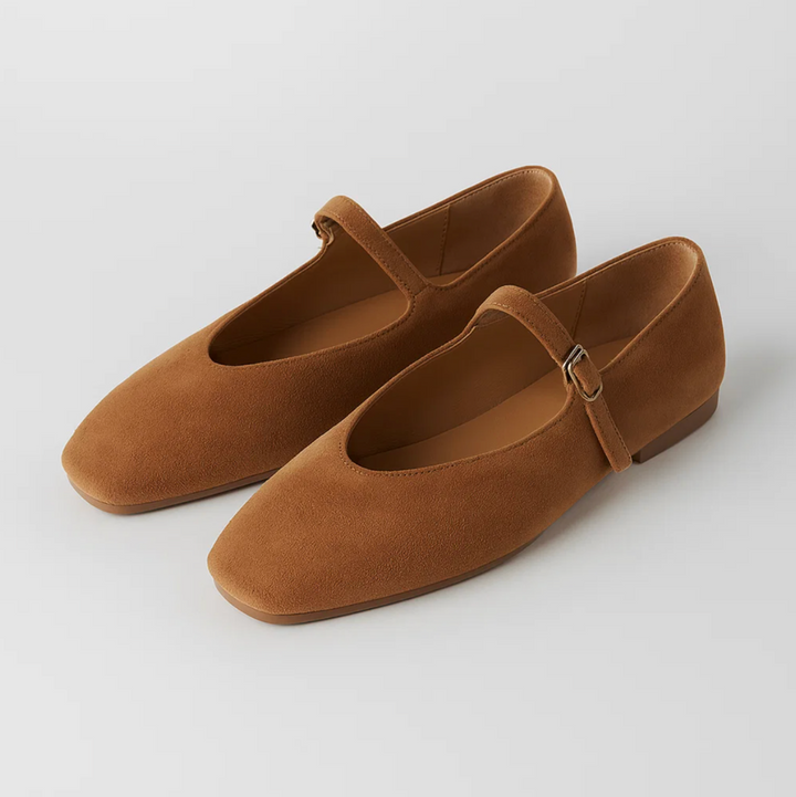 Suede Mary Jane Flats (Helena)