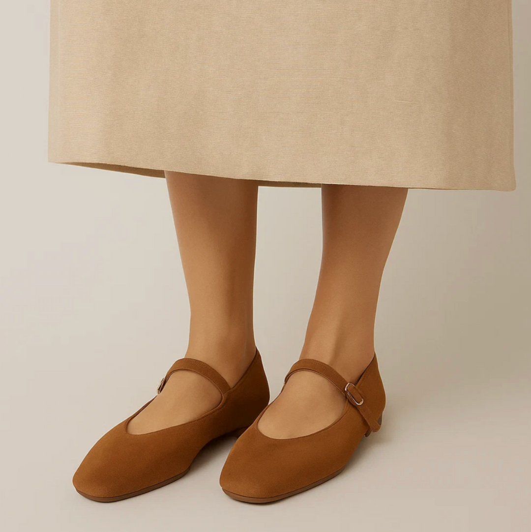 Suede Mary Jane Flats (Helena)