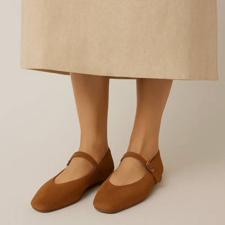 Suede Mary Jane Flats (Helena)