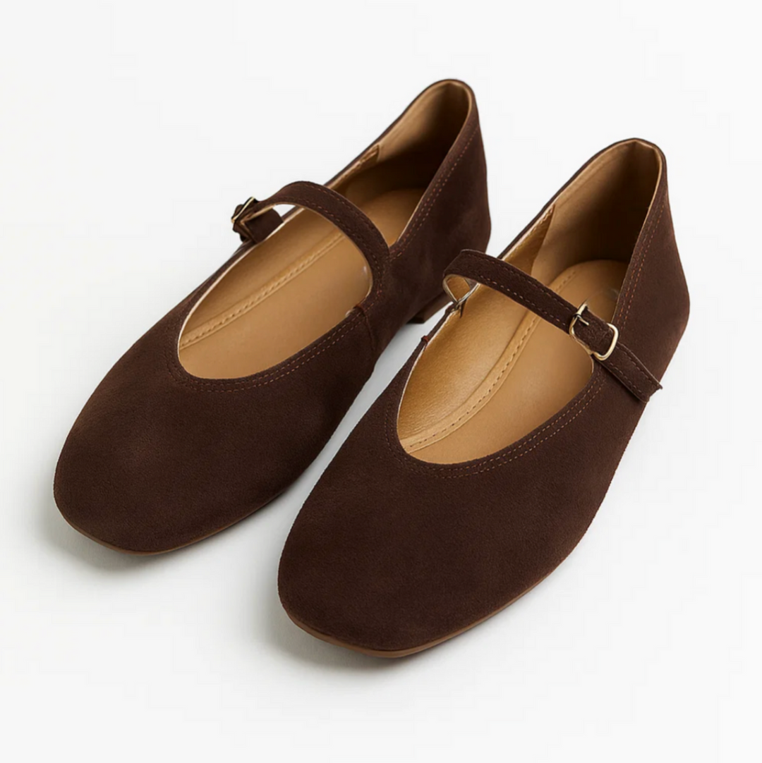 Suede Mary Jane Flats (Helena)