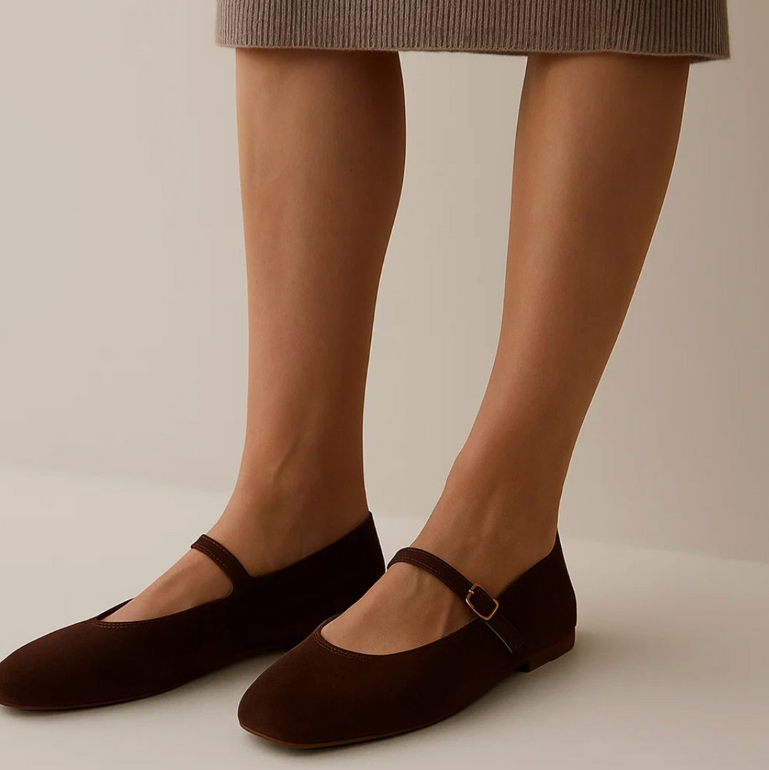 Suede Mary Jane Flats (Helena)