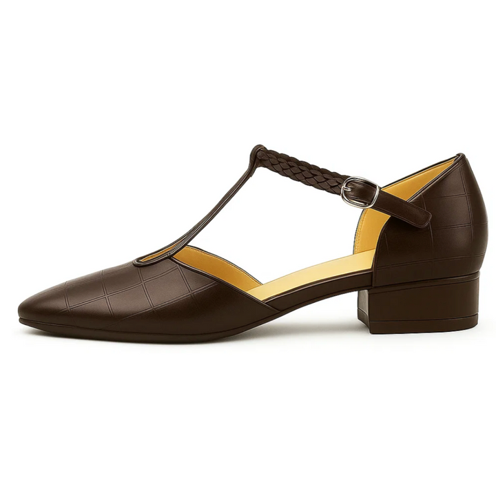 OrthoLuxe Braided T-Strap Flats (Renée)