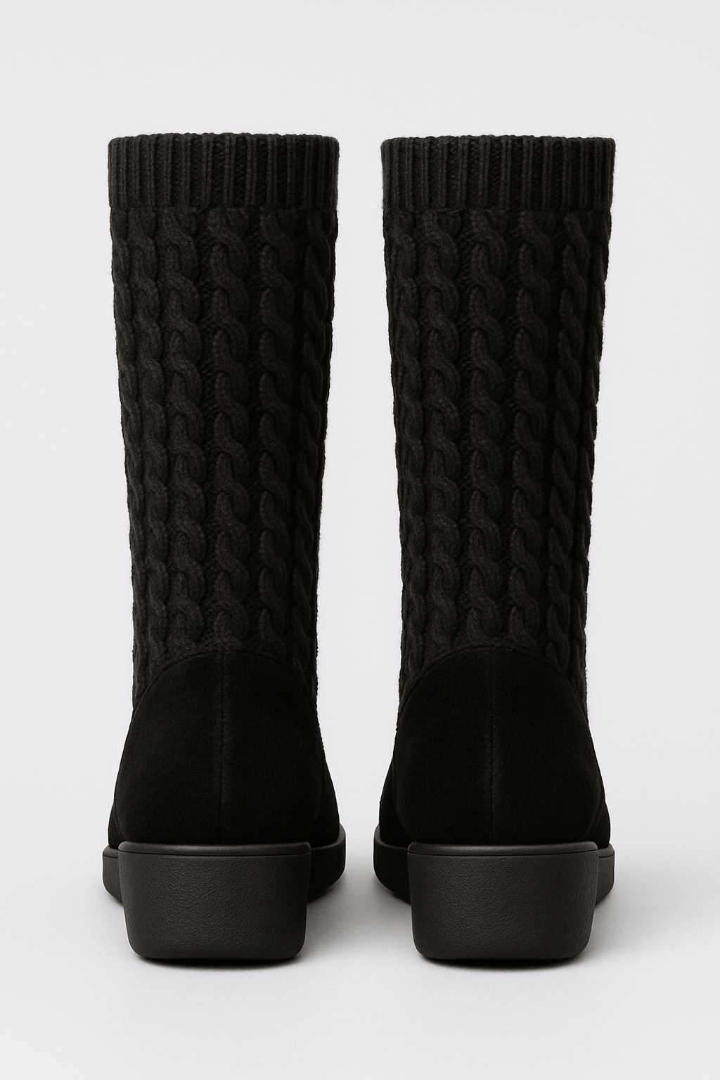 Kniehohe, bequeme Strickstiefel mit Keilabsatz (Elvira)