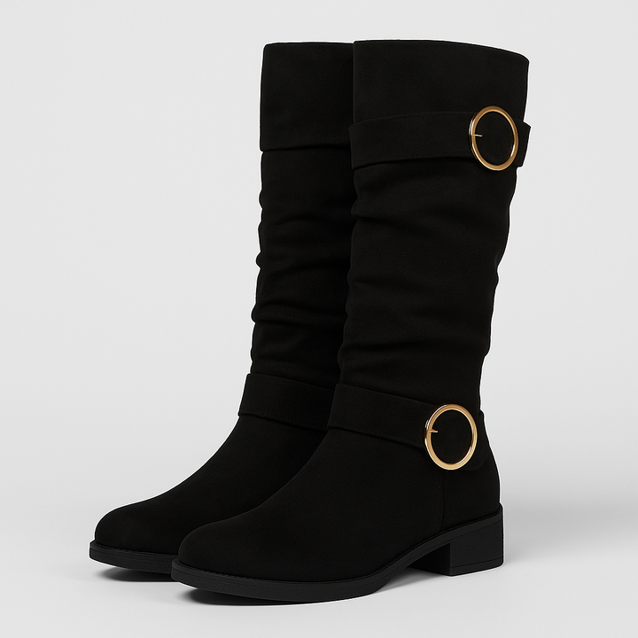 Knee-High Suede Buckle Boot (Marvelle)