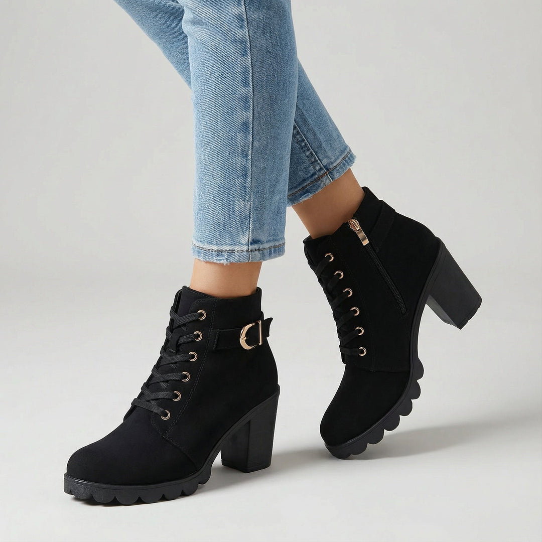 Stilvolle Schnürstiefel mit Schnalle (Nina)