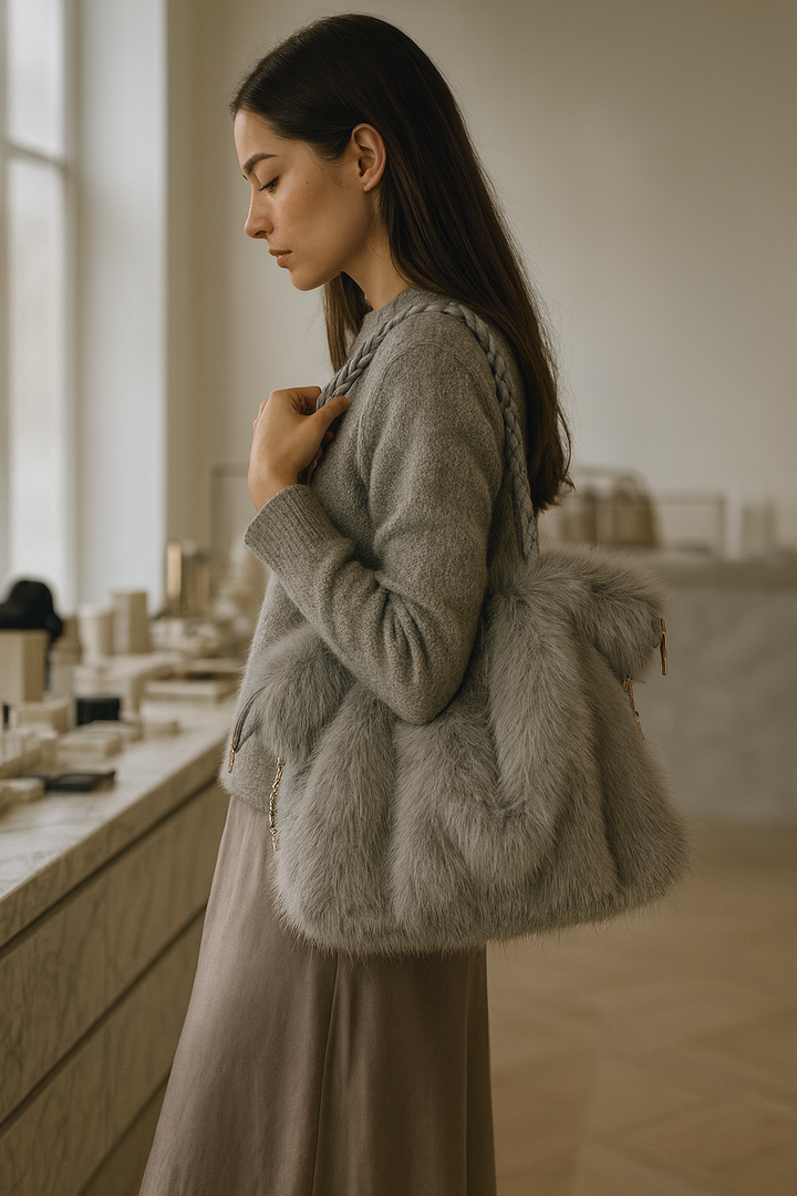 Vielseitige Schultertasche aus Plüschsamt (Mandy)