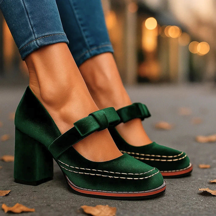 Velours Schleifen-Pumps (Mariette)